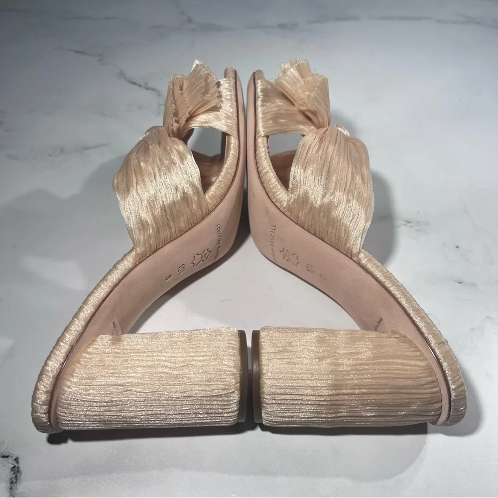 Loeffler Randall Penny Almond Pleated Fabric Knot Mule Heel Sandals - Picture 5 of 8